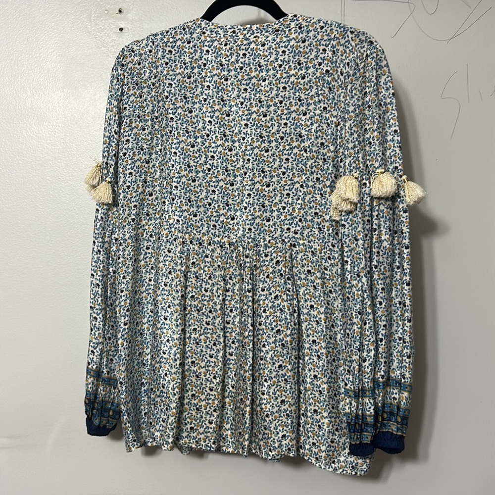 Miss June Paris Blue Floral Tassel Tunic Blouse | One Size - Picture 8 of 8